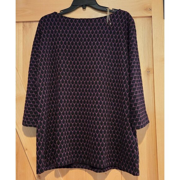 New! ECI Size L Sweater Black Purple Embellished Neck Rhinestone Geometric - Picture 2 of 16
